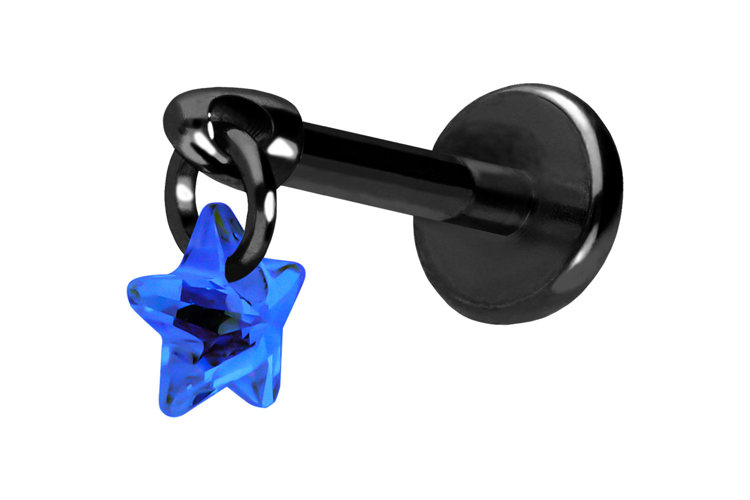 Titan Labret Piercing mit Push Fit KRISTALLSTERN